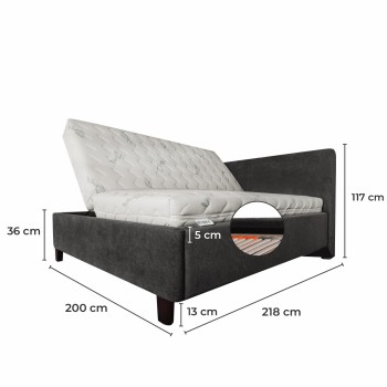 ZEFIRA kárpitozott ágy + rácsos rács + matrac EMI