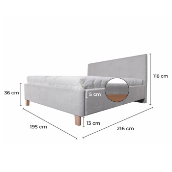 PULSAR kárpitozott ágy + rácsos rács + matrac EMI