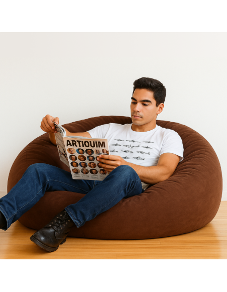 EMI gömb formájú sötétbarna velúr babzsákfotel