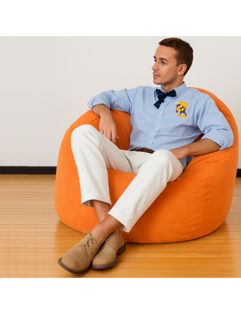 EMI gömb formájú narancssárga velúr babzsákfotel EMI gömb formájú narancssárga velúr babzsákfotel