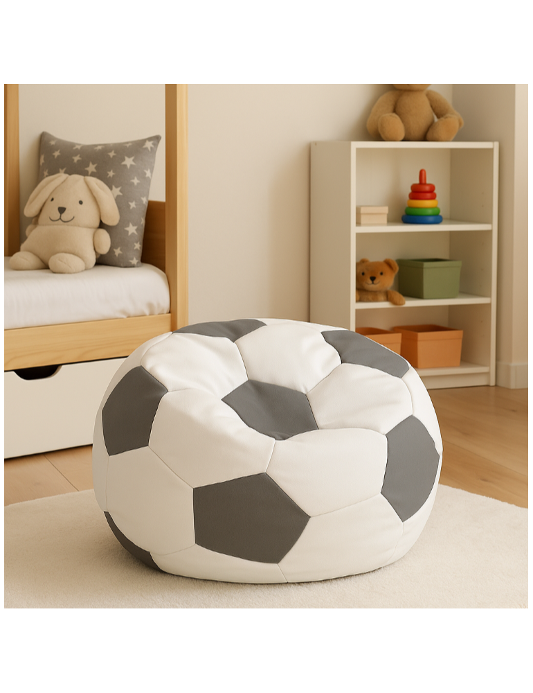 EMI focilabda mintás bézs-fekete műbőr babzsákfotel EMI focilabda mintás bézs-fekete műbőr babzsákfotel