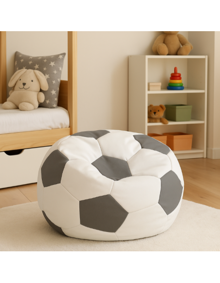 EMI focilabda mintás bézs-fekete műbőr babzsákfotel