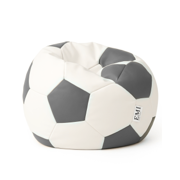 EMI focilabda mintás bézs-fekete műbőr babzsákfotel