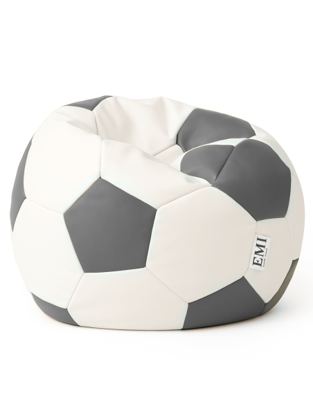 EMI focilabda mintás bézs-fekete műbőr babzsákfotel