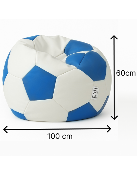 EMI focilabda mintás fehér-kék műbőr babzsákfotel