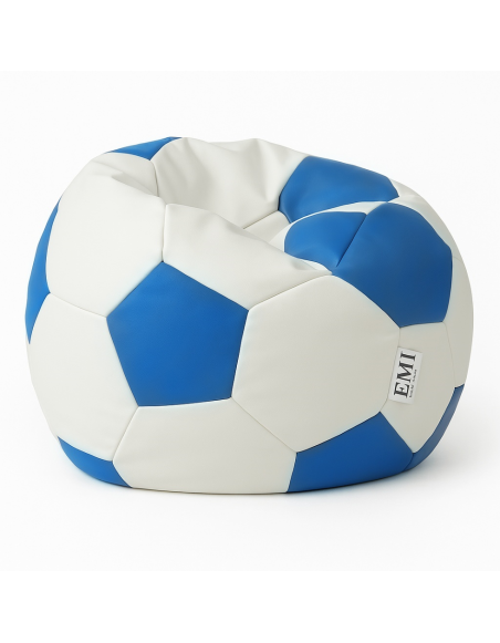EMI focilabda mintás fehér-kék műbőr babzsákfotel