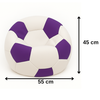 EMI focilabda mintás fehér-lila műbőr babzsákfotel