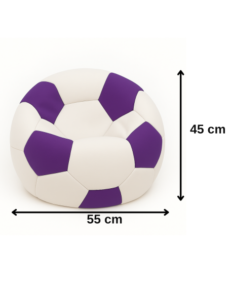 EMI focilabda mintás fehér-lila műbőr babzsákfotel