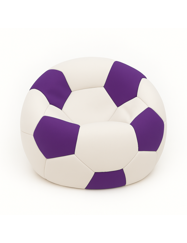 EMI focilabda mintás fehér-lila műbőr babzsákfotel