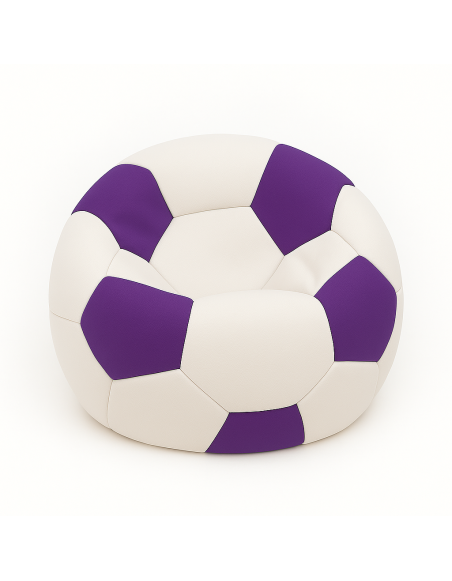 EMI focilabda mintás fehér-lila műbőr babzsákfotel