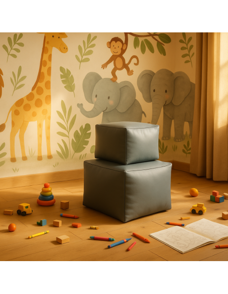 EMI kocka alakú szürke műbőr babzsákfotel