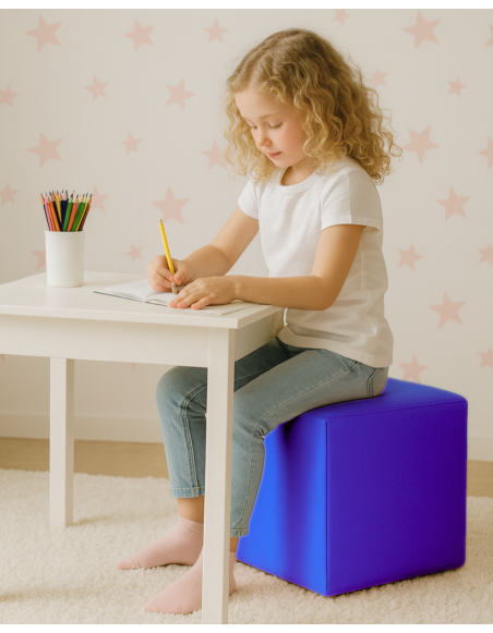 EMI kocka alakú kék műbőr babzsákfotel