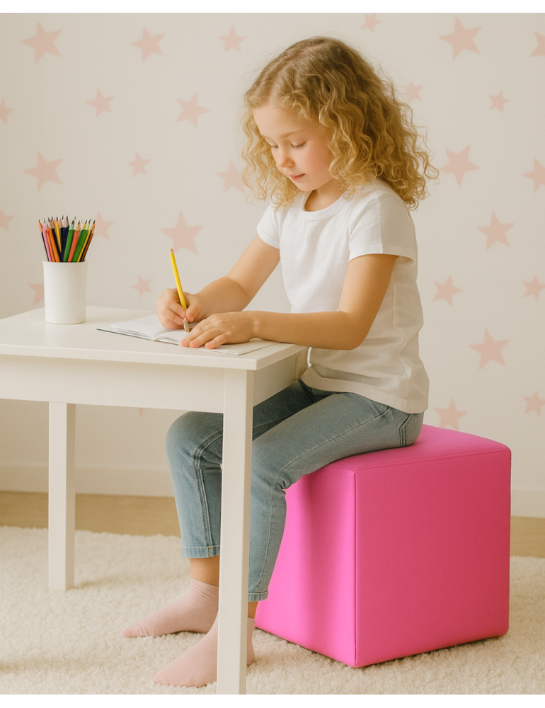 EMI kocka alakú rózsaszín műbőr babzsákfotel EMI kocka alakú rózsaszín műbőr babzsákfotel