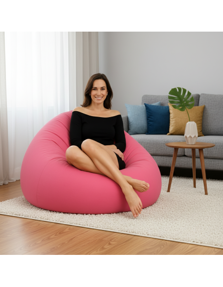 EMI óriás golyó alakú rózsaszín műbőr babzsákfotel