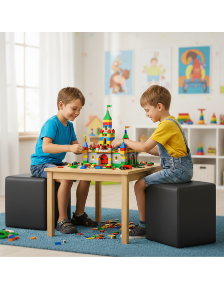 EMI kocka alakú fekete műbőr babzsákfotel