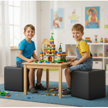 EMI kocka alakú fekete műbőr babzsákfotel