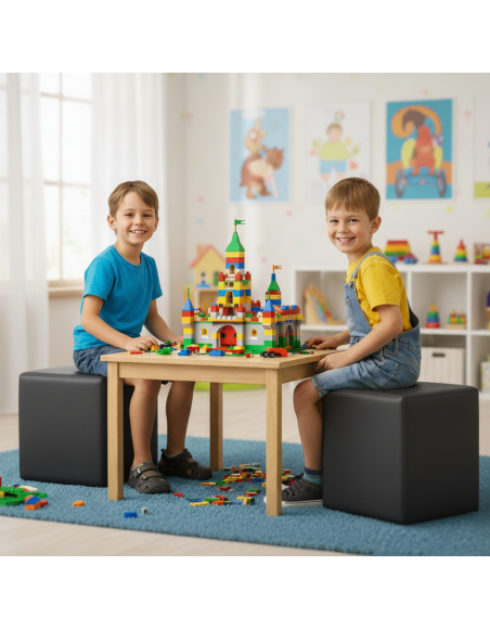 EMI kocka alakú fekete műbőr babzsákfotel