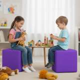 EMI kocka alakú lila műbőr babzsákfotel