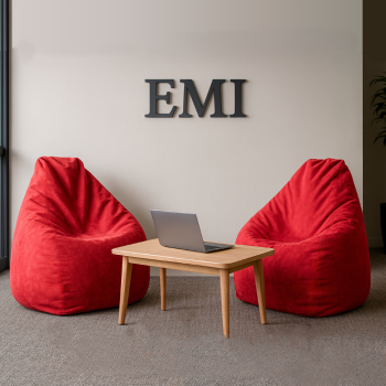 EMI Körte alakú piros színű velúr babzsákfotel