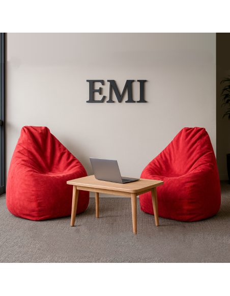 EMI Körte alakú piros színű velúr babzsákfotel