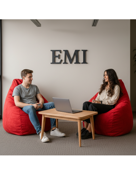 EMI Körte alakú piros színű velúr babzsákfotel