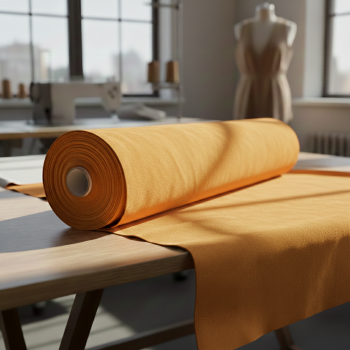 EMI narancssárga színű velúr méteráru S9