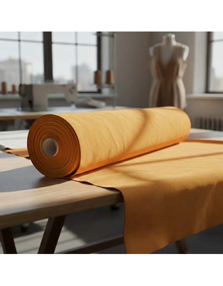 EMI narancssárga színű velúr méteráru S9