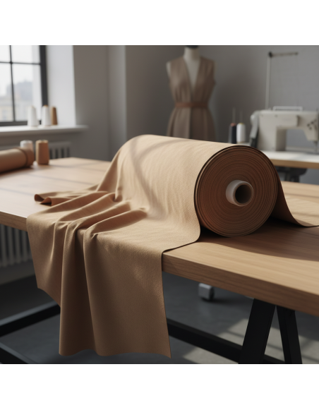 EMI világosbarna színű velúr méteráru S5