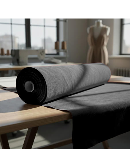 EMI fekete színű velúr méteráru S1