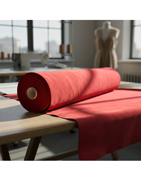 EMI piros színű velúr méteráru S8