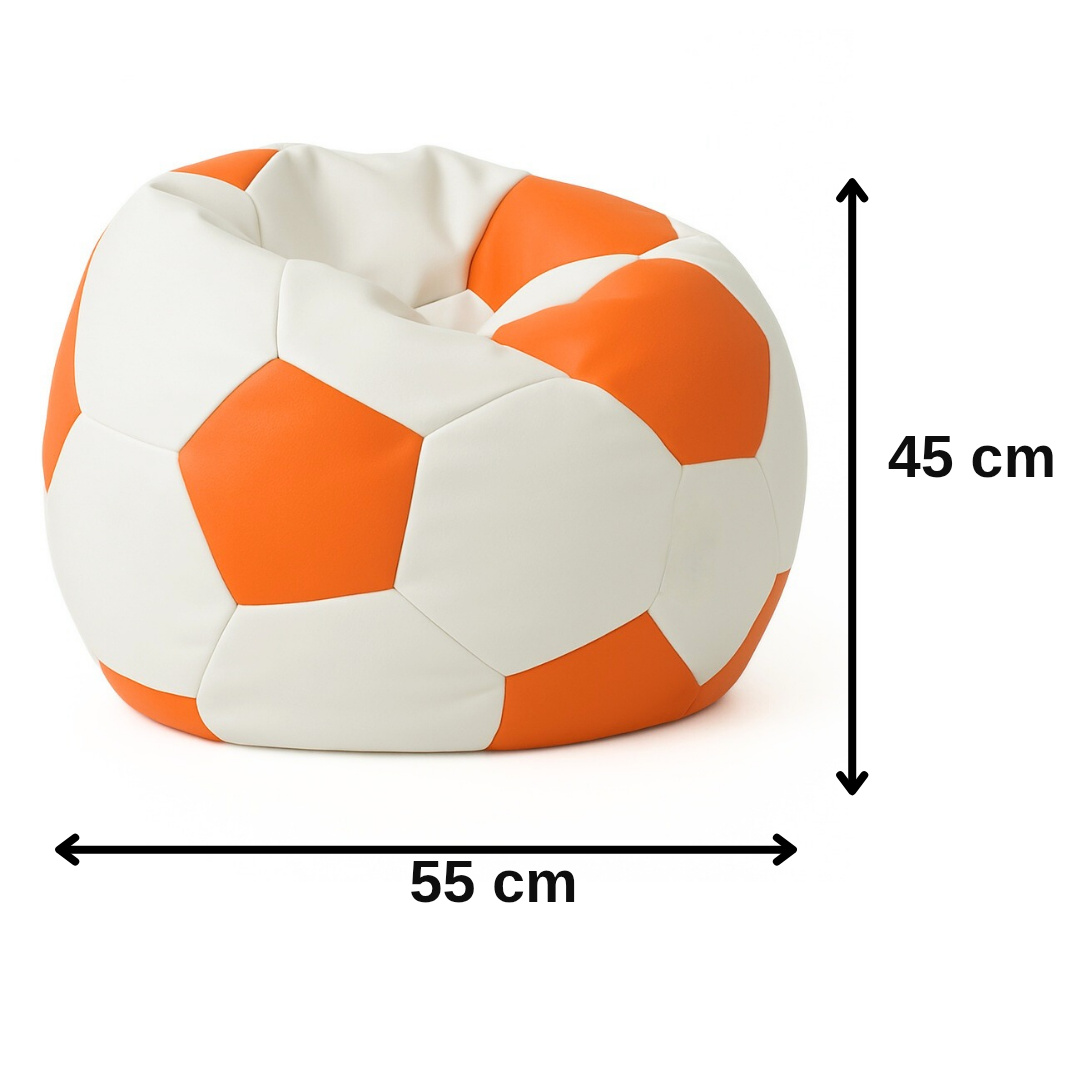 EMI focilabda mintás fehér-narancssárga műbőr babzsákfotel