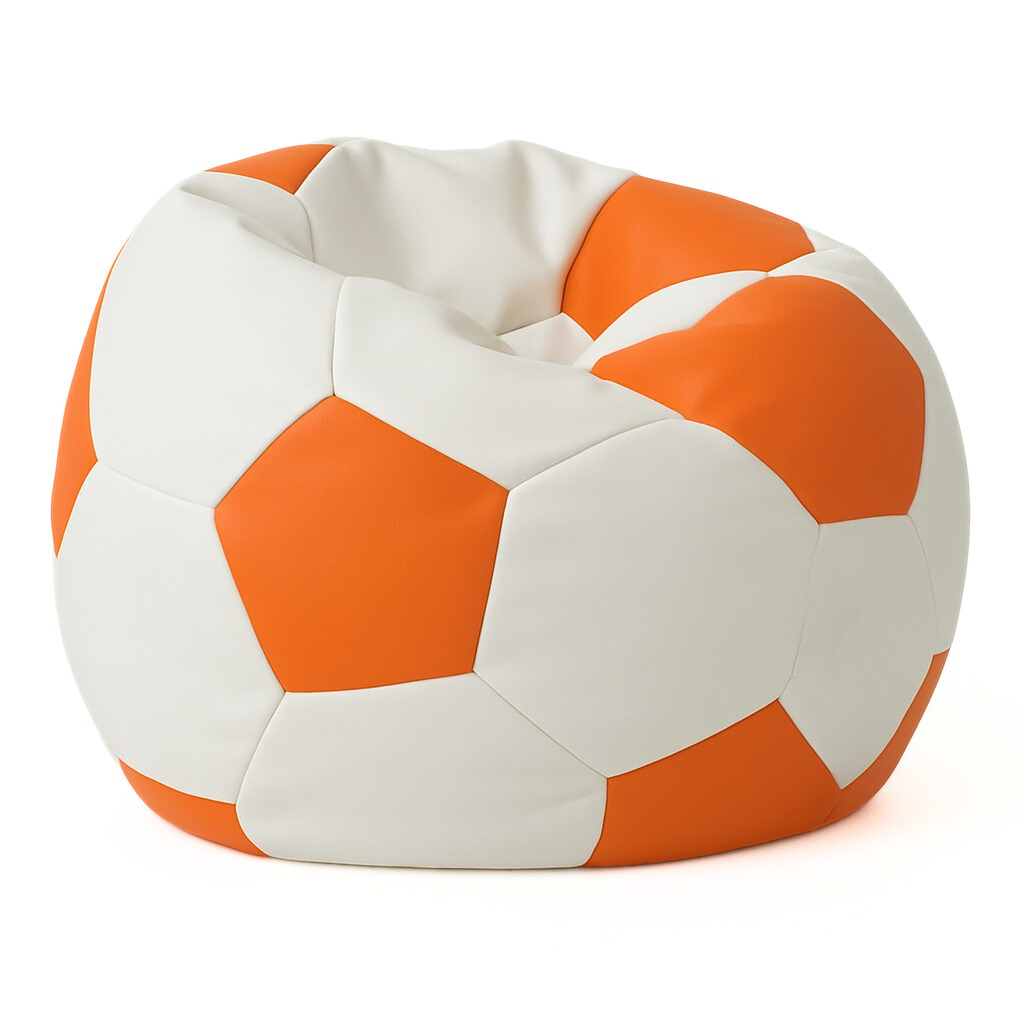 EMI focilabda mintás fehér-narancssárga műbőr babzsákfotel