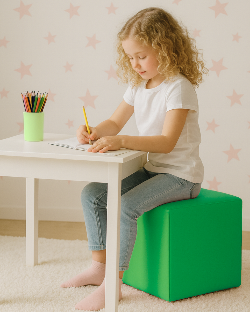 EMI kicsi kocka alakú zöld műbőr babzsákfotel